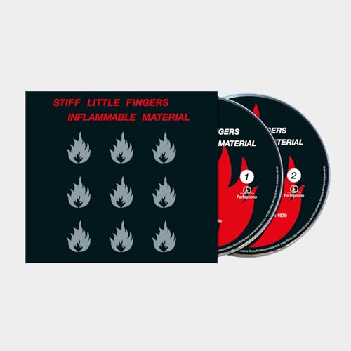 CDH CDSS album cover andSB and two CDs for Inflammable Material by Stiff Little Fingers.