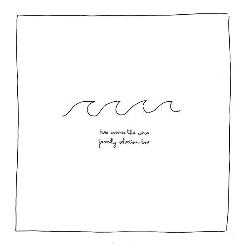 White album cover with a simple black wave drawing and text.