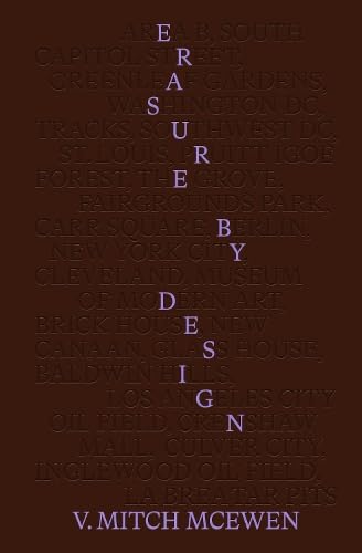 Book cover with text listing place names forming the word “ERASURE.”
