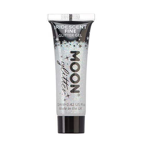 Iridescent Fine Face & Body Glitter Gel by Moon Glitter - White - Cosmetic Festival Glitter Face Paint for Face, Body, Hair, Nails - 12ml