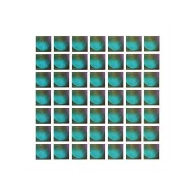 Grid of teal and gold abstract squares, vinyl record cover.