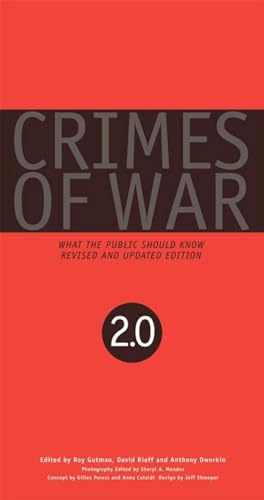Red book cover with bold white and dark text: "Crimes of War 2.0".