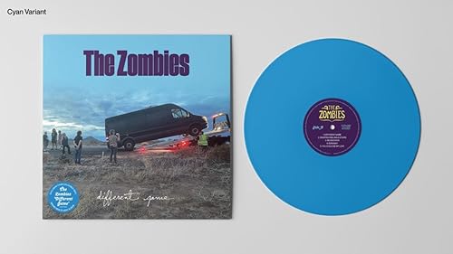 The Zombies’ “Different Game” cyan vinyl record and album cover shown.