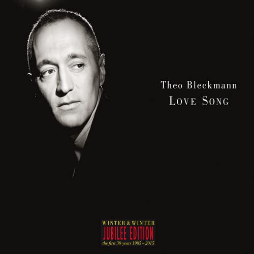 Black and white portrait of Theo Bleckmann, album cover for "Love Song".
