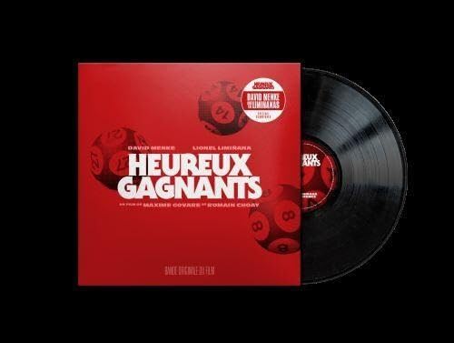 Red vinyl record cover with white text and a circular graphic.