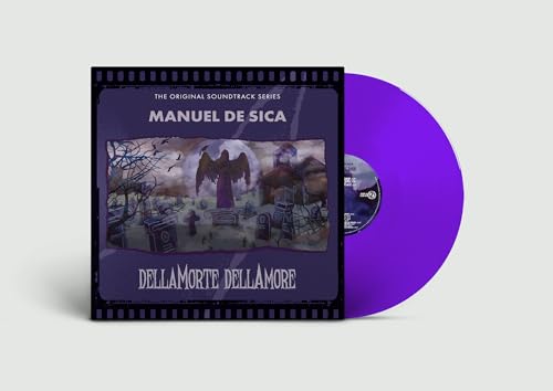 Violet vinyl record for "Dellamorte Dellamore" soundtrack, with graveyard cover art.