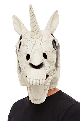 Smiffys 50826 Unicorn Skull Latex Mask, Unisex Adult, White