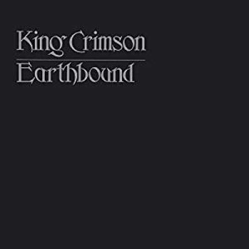 Black album cover with silver text reading "King Crimson Earthbound".
