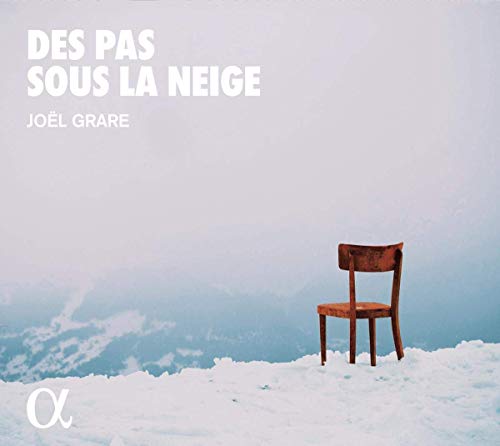 CD cover: snowy landscape with a lone wooden chair, text “Des Pas Sous La Neige”.