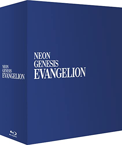 Dark blue Blu-ray box set for "Neon Genesis Evangelion" with white text.