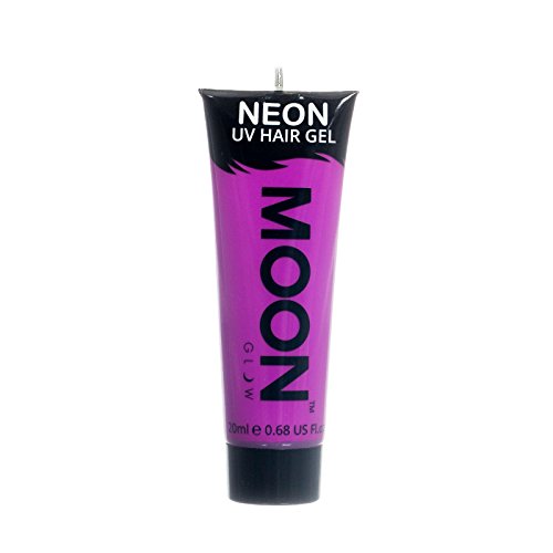 Moon Glow - Neon UV Hair Gel - 20ml Intense Purple – Temporary wash out hair colour dye - Spike and glow!