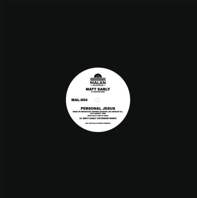 White vinyl record label with black text: Matt Early Ft. Depeche Mode.