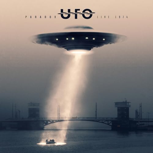 UFO album cover: a silver UFO hovers over a bridge and water.