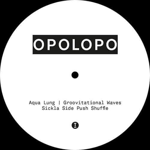 White vinyl record label with black text: “OPOLOPO” and track titles.