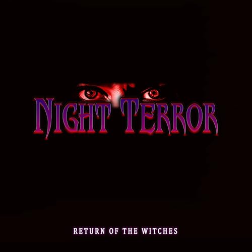 Dark album cover with glowing red eyes and purple title text.