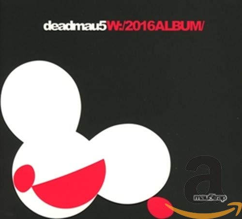 Black album cover with white mouse head and red text, Deadmau5 logo.