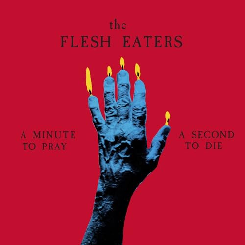 Red album cover featuring a blue hand with burning candles.