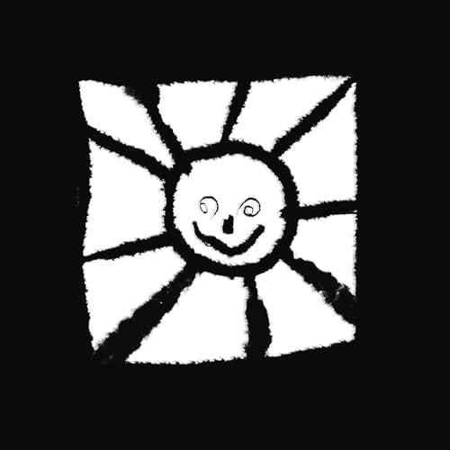 Black and white album art: a childlike sun face with radiating lines.