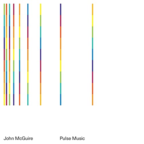 CD cover for John McGuire’s “Pulse Music” with colorful vertical lines.