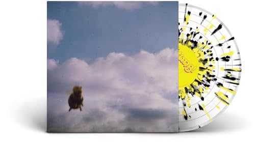 Vinyl record with yellow splatter design and album cover featuring a bee.