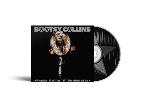 Bootsy Collins album cover and CD, featuring a musician in leopard print.
