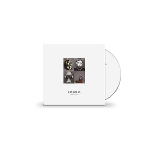 Pet Shop Boys "Behaviour" CD case with a black and white portrait.
