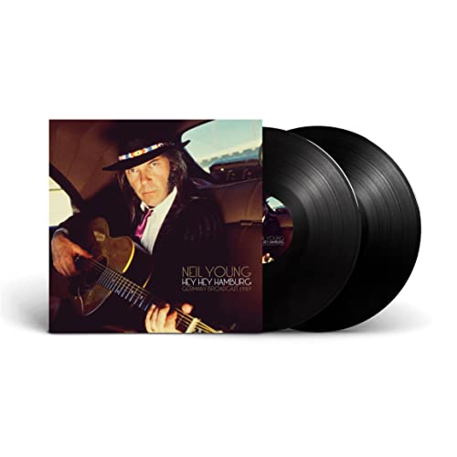 Neil Young “Hey Hey Hamburg” vinyl record with two black discs.