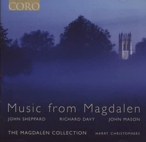 CD cover for “Music from Magdalen” featuring a misty tower silhouette.
