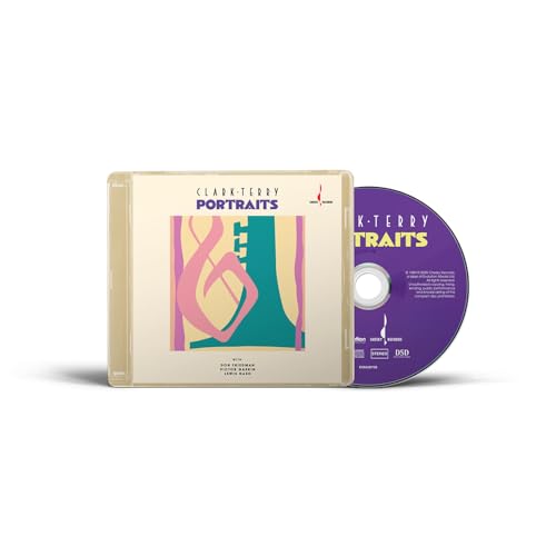 CD case for Clark Terry’s “Portraits” with abstract colorful design.