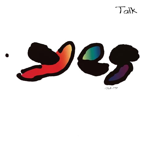 “Yes - Talk” album cover: abstract black and colorful brushstroke lettering.