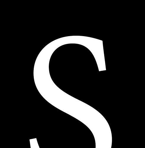 White capital letter "S" on a solid black background.