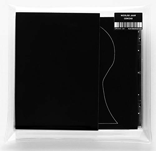 Black album cover with white line drawing, in clear plastic sleeve.