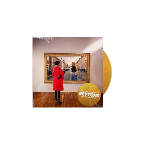 CD cover: woman in red looks at painting of a man.