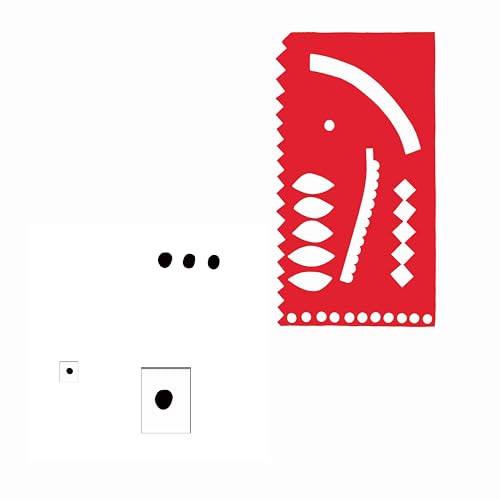 Red and white abstract album cover with geometric shapes and dots.