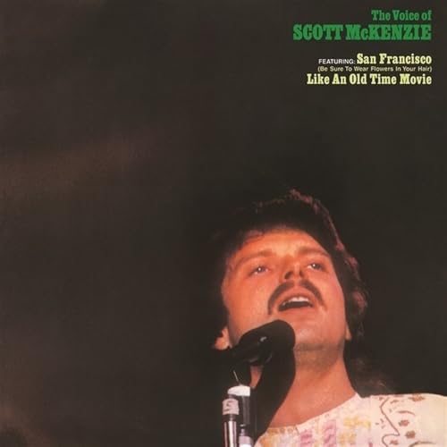Scott McKenzie album cover with portrait of singer at a microphone.