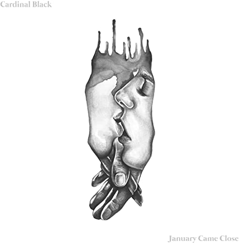 Black and white drawing of hands almost touching, album cover.