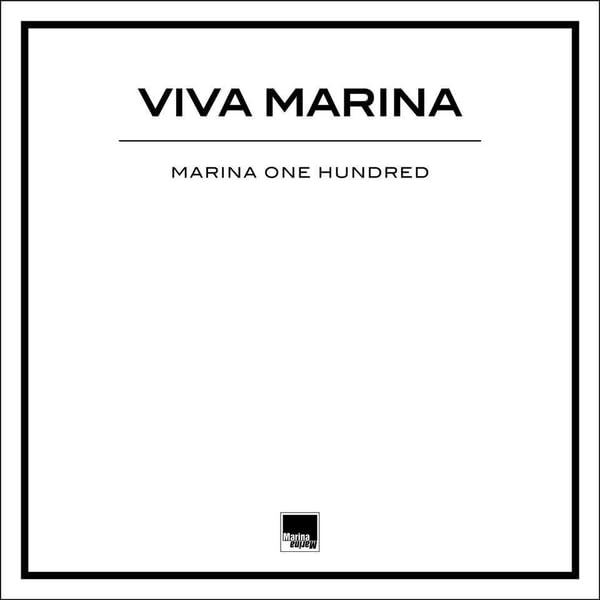 White album cover with black border, text Viva Marina, Marina One Hundred, and logo.