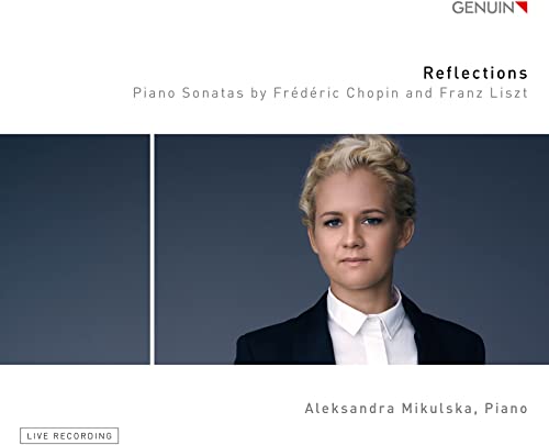 CD cover featuring pianist Aleksandra Mikulska, with text “Reflections”.