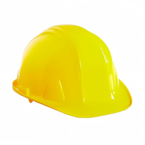 Bright yellow hard hat isolated on a white background.