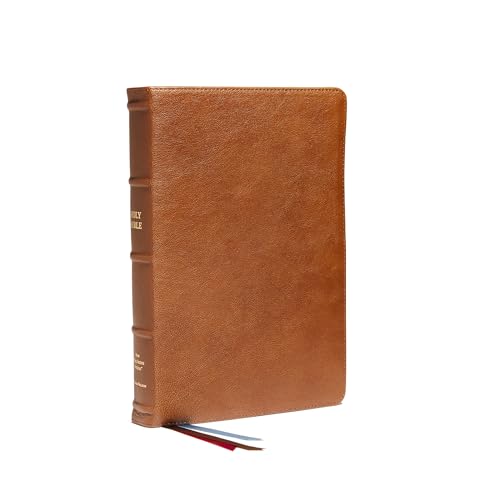 NKJV, Reference Bible, Classic Verse-by-Verse, Center-Column, Premium Goatskin Leather, Brown, Premier Collection, Red Letter, Thumb Indexed, Comfort Print : Holy Bible, New King James Version