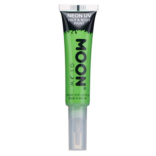 Neon UV Face & Body Paint with Brush Applicator by Moon Glow - 15ml - Intense Green