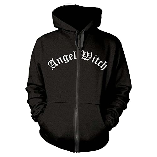 Angel Witch Hoodie Baphomet Band Logo Official Mens Black Zipped XL