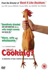 DVD cover for "What's Cooking?" featuring a hand holding a cooked chicken.
