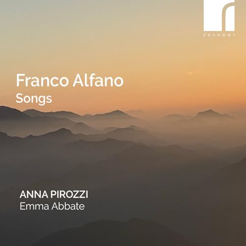 CD cover for āFranco Alfano Songsā with mountain landscape.