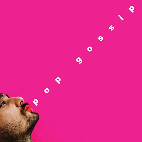 Pink album cover with a man’s face and the words “pop gossip.”