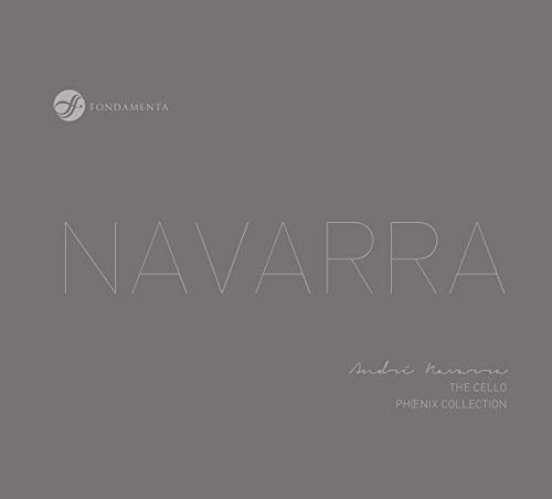 CD cover for "Navarra: The Cello" with minimalist text design.