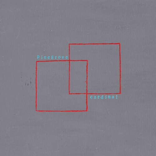 CD cover for Pinegrove’s “Cardinal” with red squares and text.