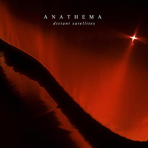 Anathema Distant Satellites album cover with a bright star over a dark red landscape.