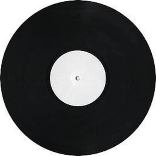 Black vinyl record with a white center label and spindle hole.