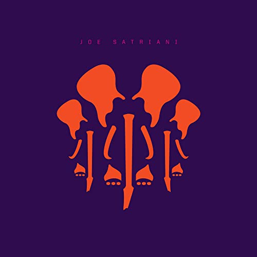 Joe Satriani album cover: abstract orange shapes on a purple background.